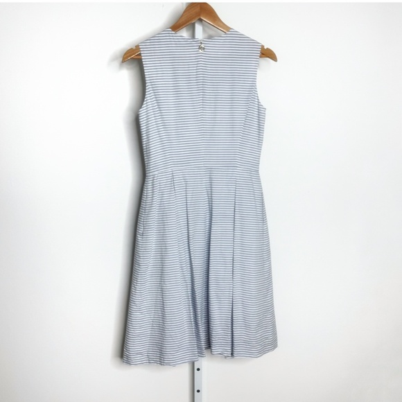 Tommy Hilfiger Dress Fit And Flare Blue White Stripe Lace Neckline Sleeveless - Picture 3 of 10